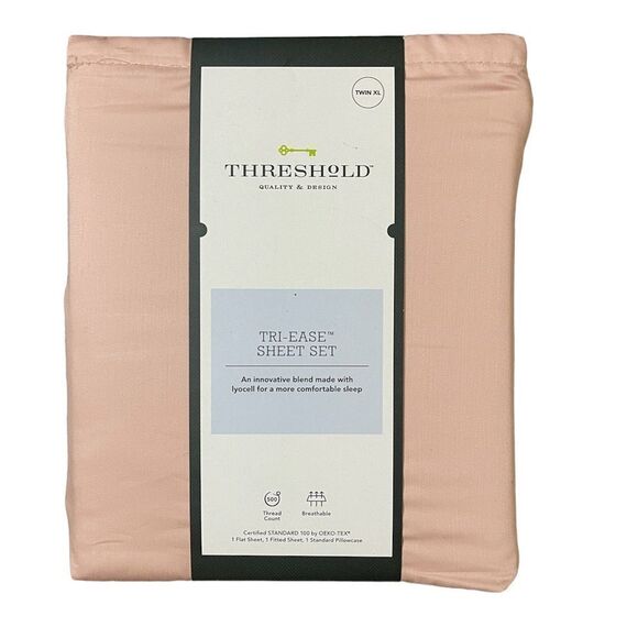 Twin/Twin XL 500 Thread Count Tri-Ease Solid Sheet Set Blush - Threshold™ - Picture 5 of 6